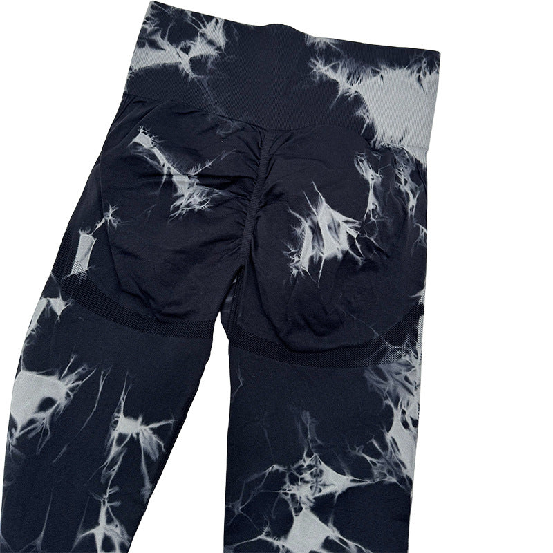 Pantalones de yoga con teñido anudado de secado rápido, mallas deportivas ajustadas y elásticas sin costuras