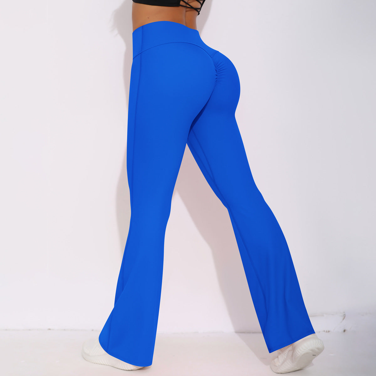 Breathable High Waist Stretch Butt Lift Casual Pocket Wide Leg Cropped Pants Running Fitness Yoga Trousers