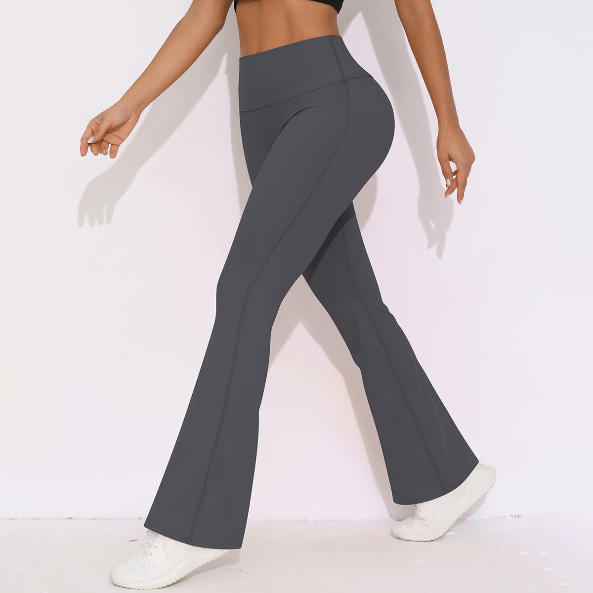 Breathable High Waist Stretch Butt Lift Casual Pocket Wide Leg Cropped Pants Running Fitness Yoga Trousers