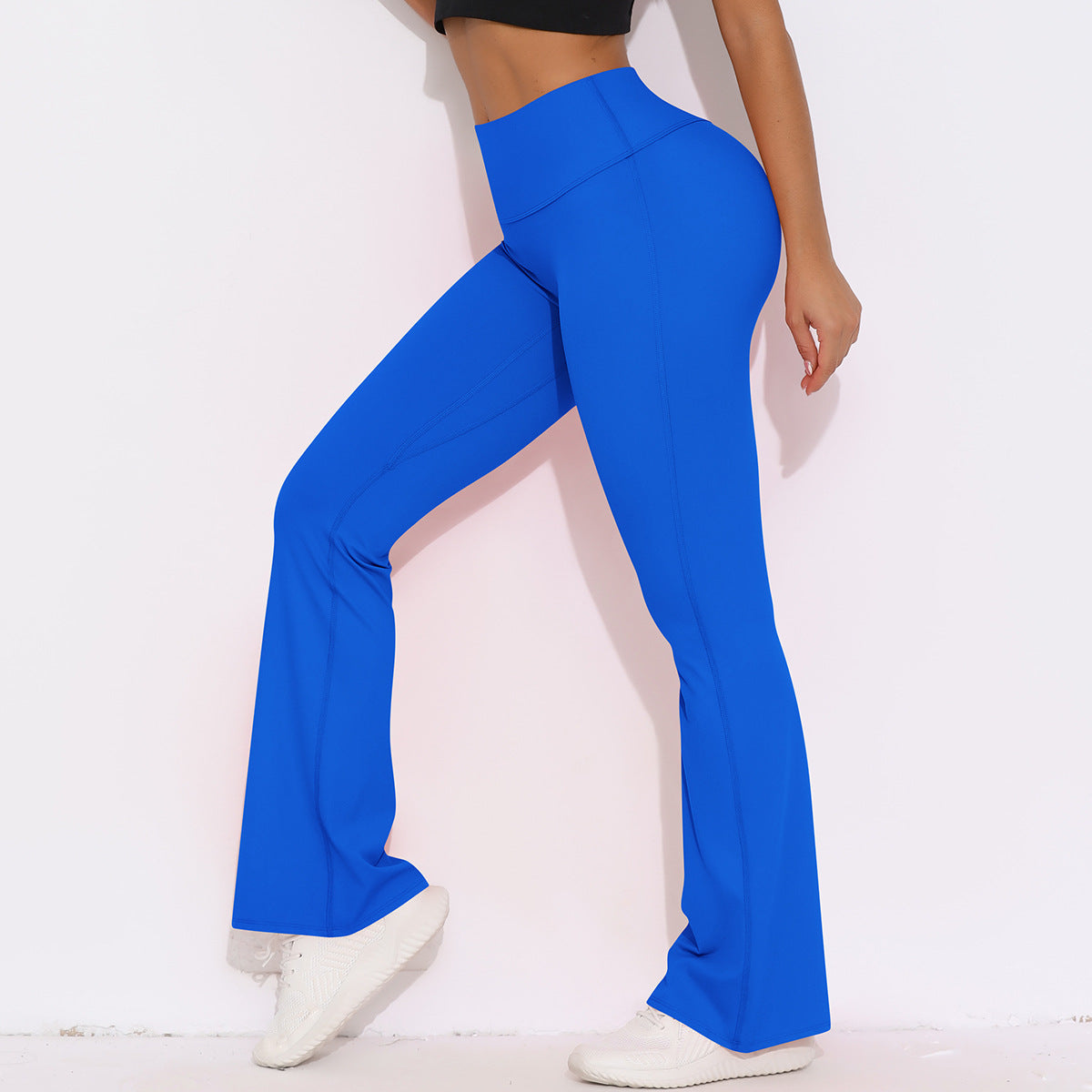 Breathable High Waist Stretch Butt Lift Casual Pocket Wide Leg Cropped Pants Running Fitness Yoga Trousers