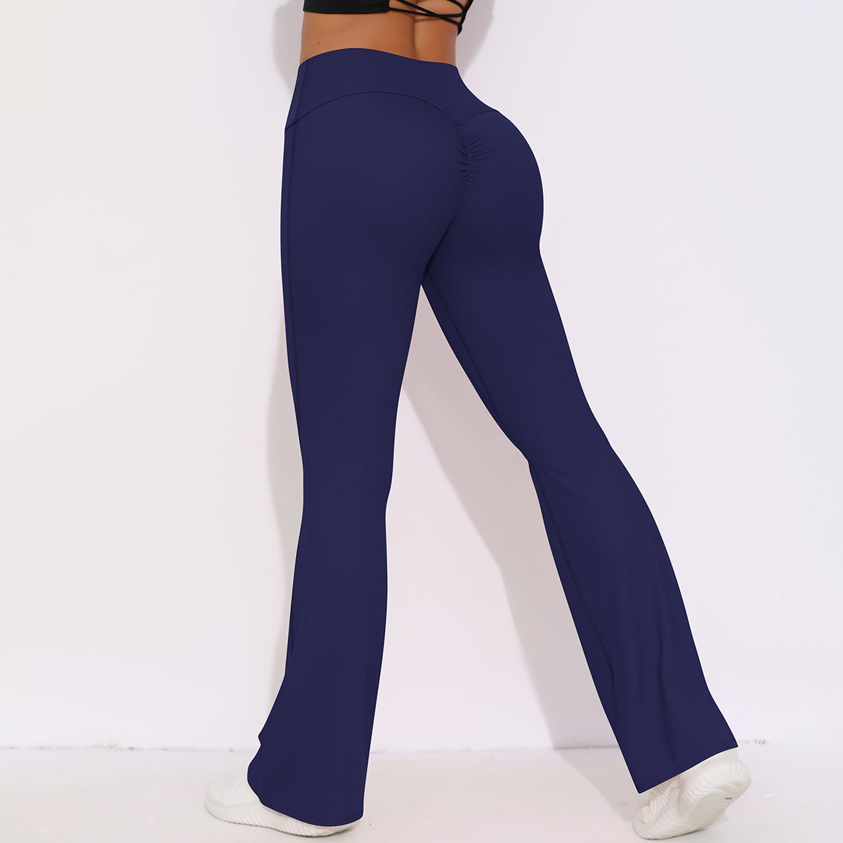 Breathable High Waist Stretch Butt Lift Casual Pocket Wide Leg Cropped Pants Running Fitness Yoga Trousers
