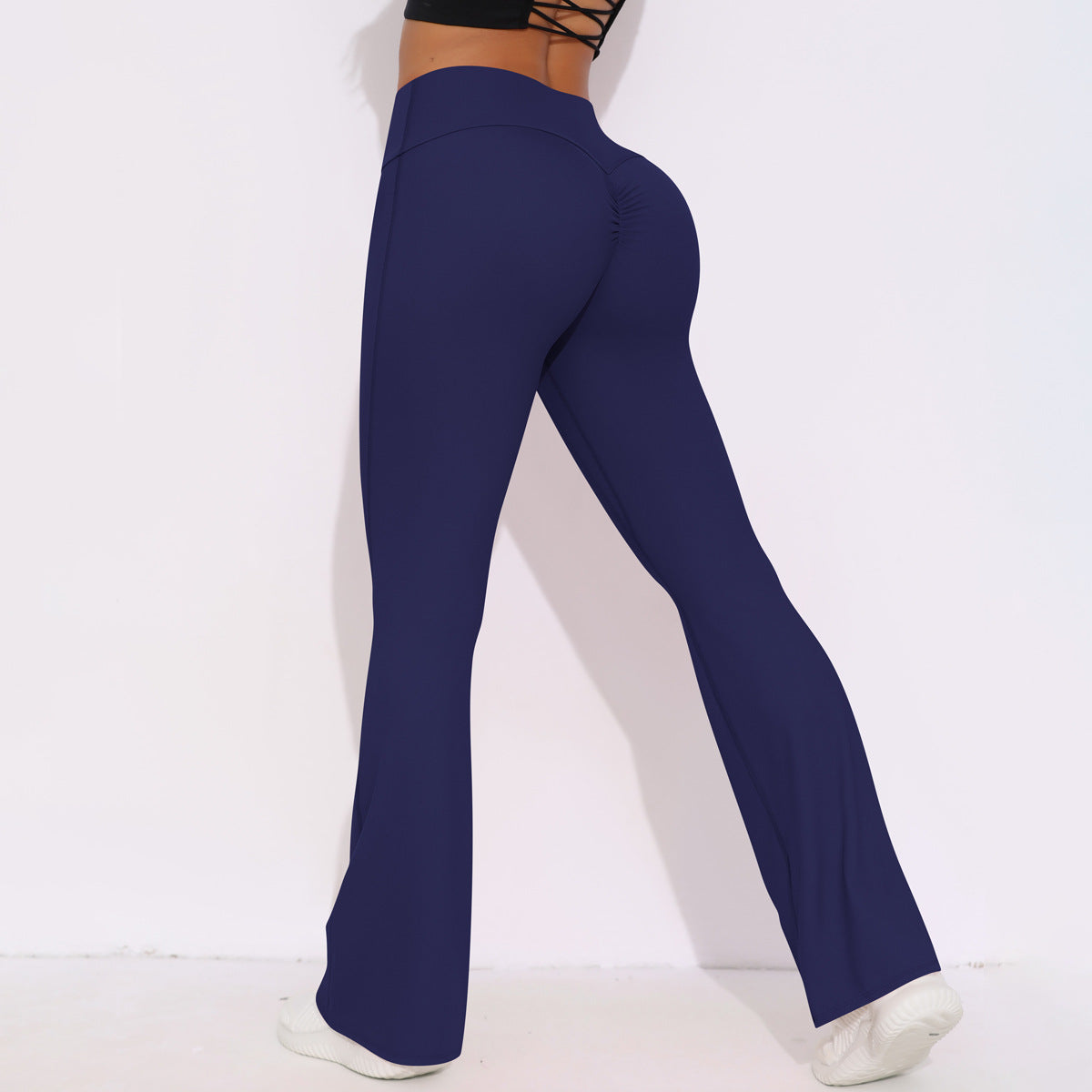 Breathable High Waist Stretch Butt Lift Casual Pocket Wide Leg Cropped Pants Running Fitness Yoga Trousers