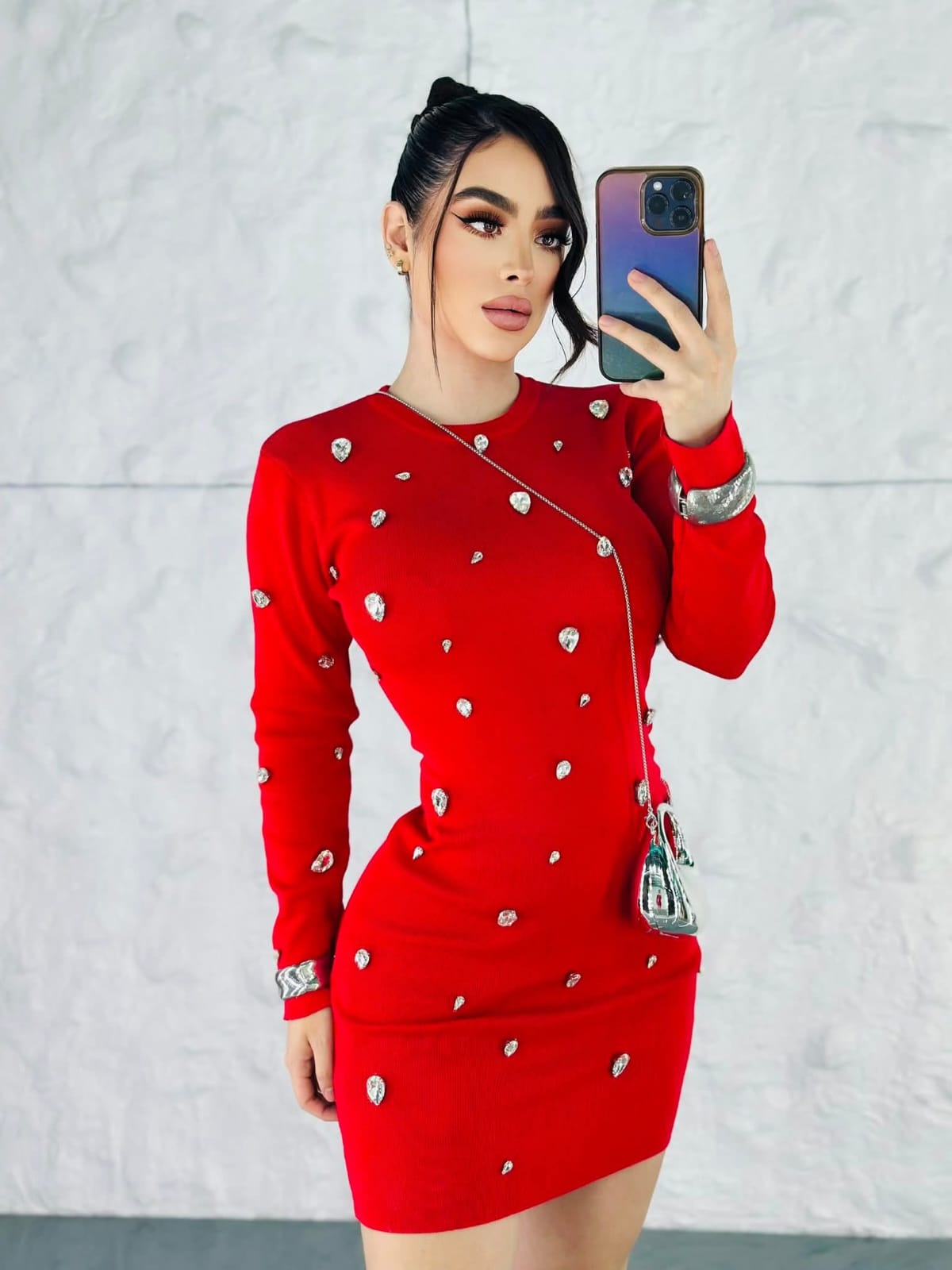 Vestido con Apliques de Pedrería