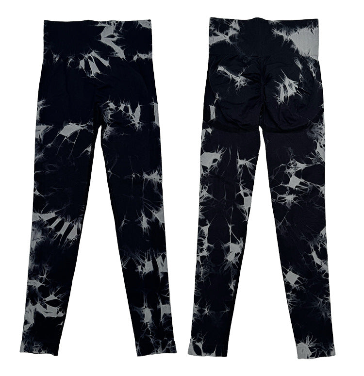 Pantalones de yoga con teñido anudado de secado rápido, mallas deportivas ajustadas y elásticas sin costuras