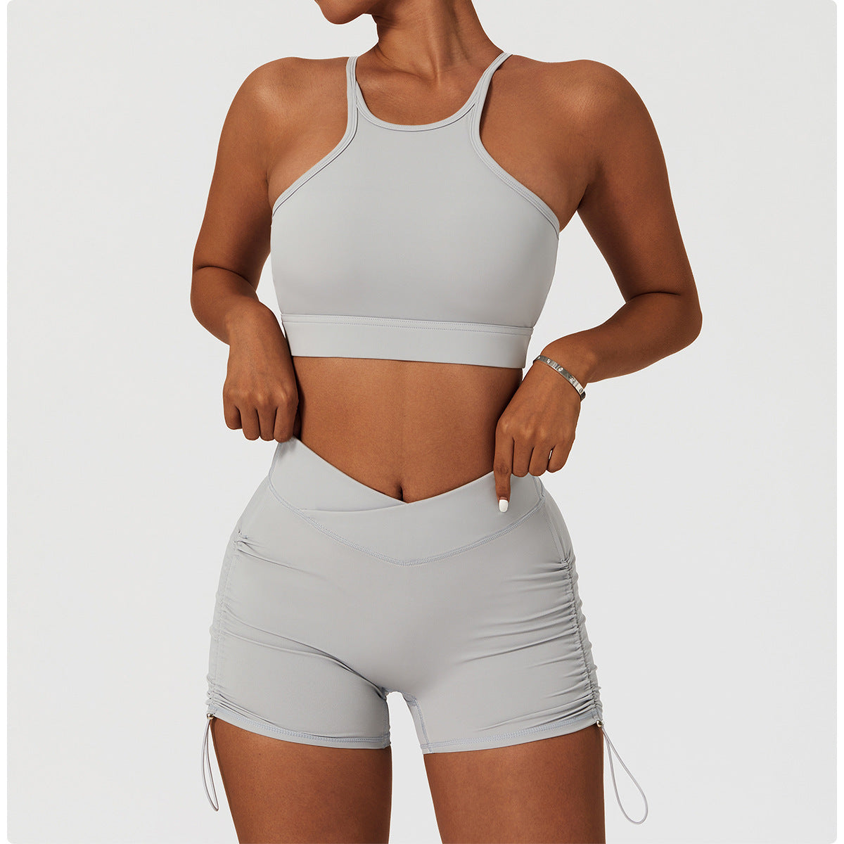 Conjunto de dos piezas de camiseta sin mangas y pantalones cortos elásticos de secado rápido