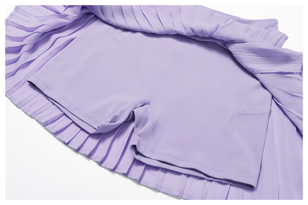 Falda deportiva plisada informal para mujer, culottes de tenis falsos de dos piezas de secado rápido