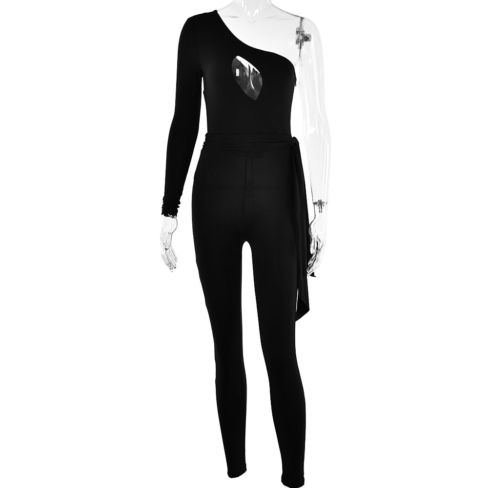 Jumpsuit ajustado de estiramiento alto para mujer, mono Sexy de manga larga con espalda baja