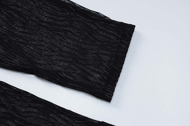 Conjunto de dos piezas de falda con abertura delgada, mono transparente sin tirantes