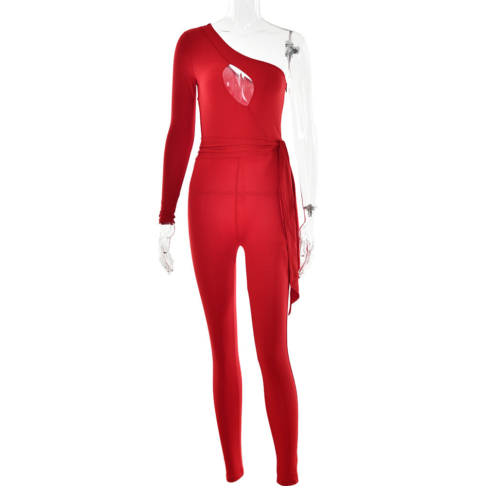 Jumpsuit ajustado de estiramiento alto para mujer, mono Sexy de manga larga con espalda baja