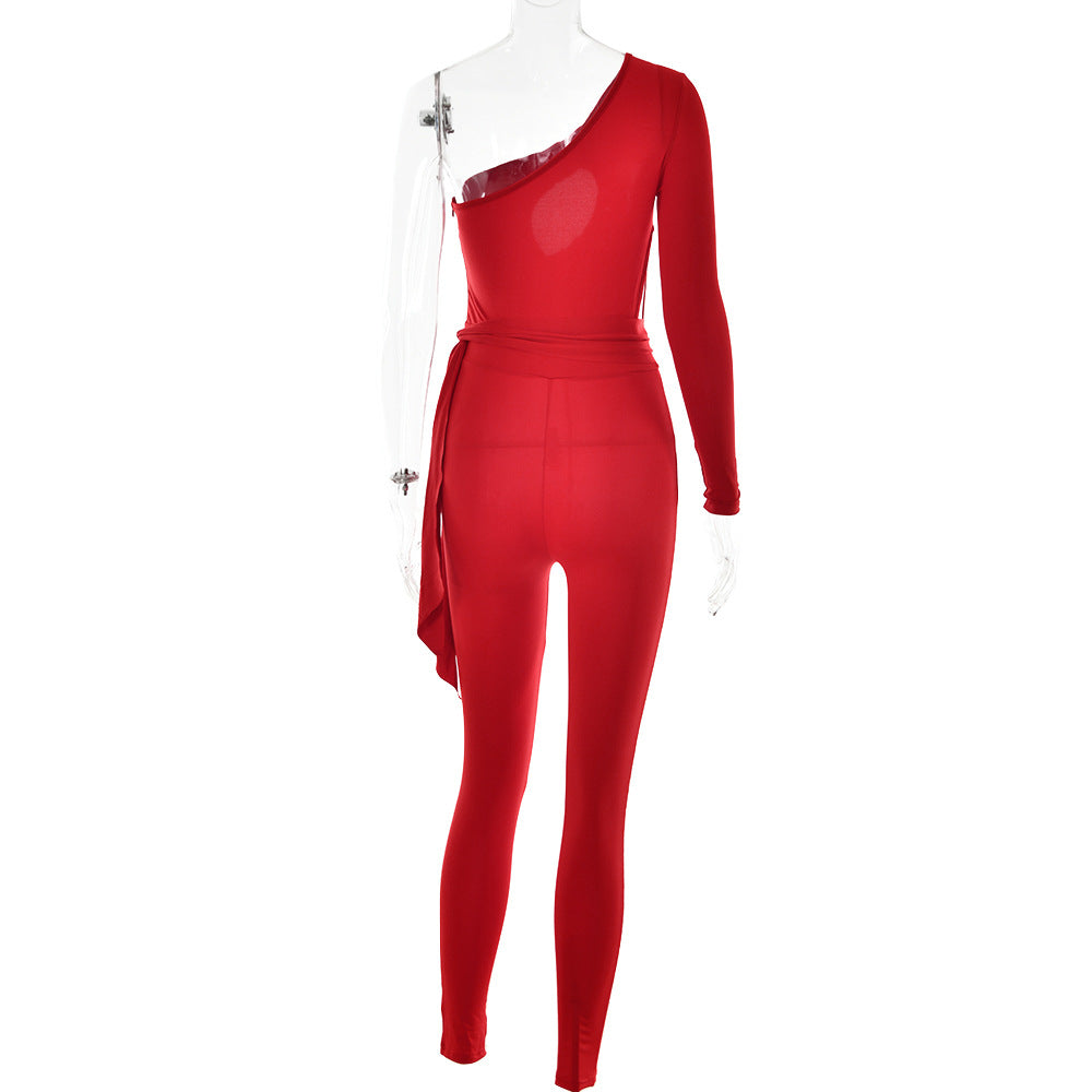 Jumpsuit ajustado de estiramiento alto para mujer, mono Sexy de manga larga con espalda baja