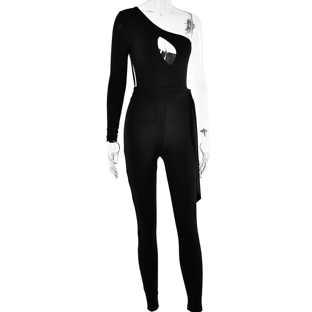 Jumpsuit ajustado de estiramiento alto para mujer, mono Sexy de manga larga con espalda baja